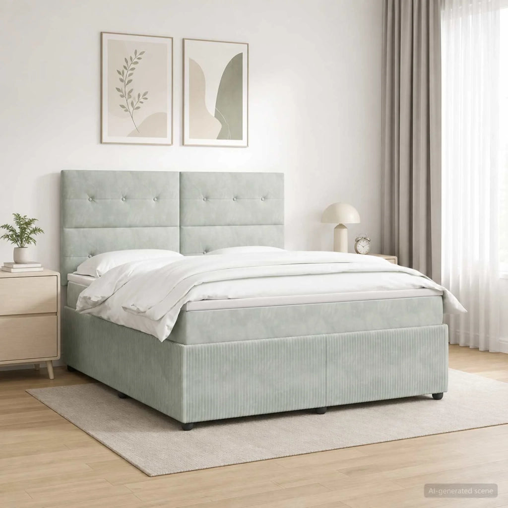 Letto Box Spring LED con Materasso Grigio Chiaro 180 x 200 cm 3456119
