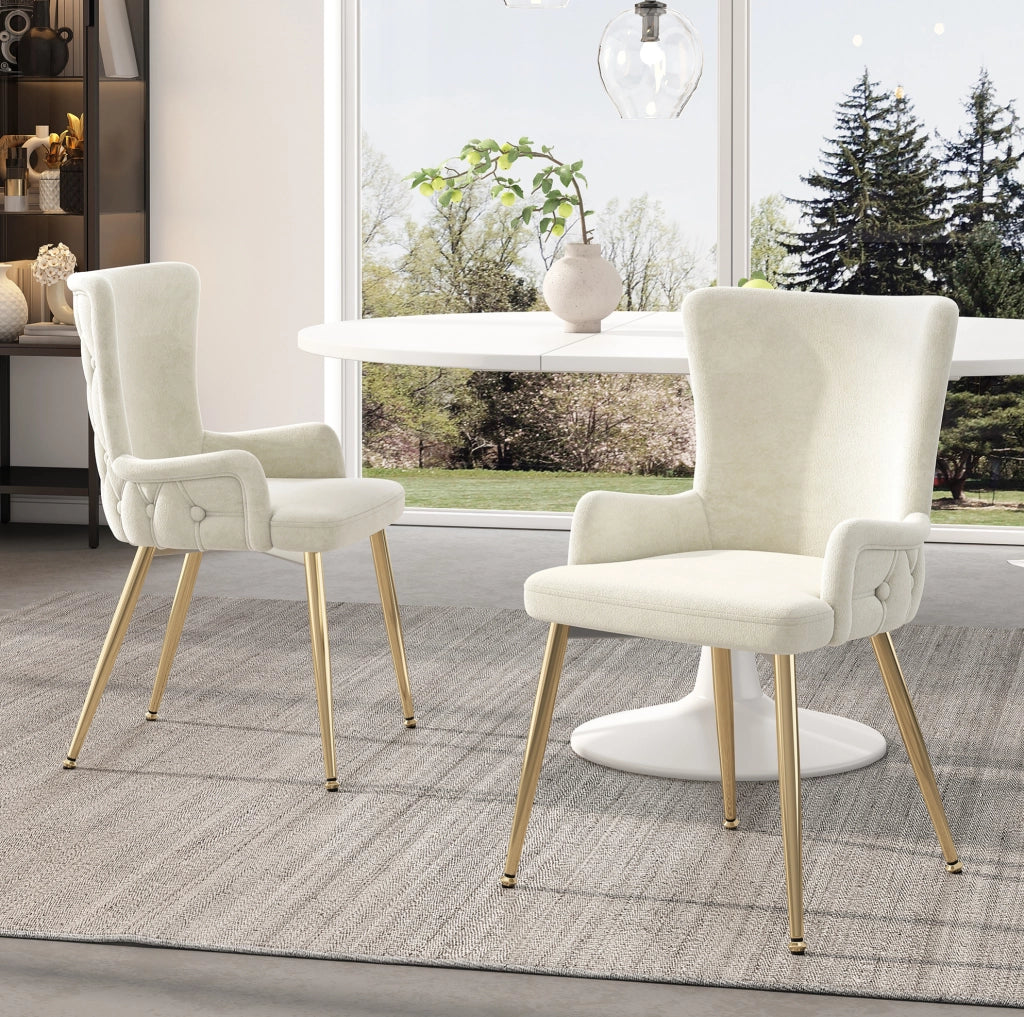 Set di 6 sedie in velluto con gambe in metallo beige