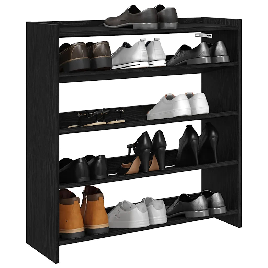 Scarpiera Nera 80x25x81 cm in Legno Multistrato 859906