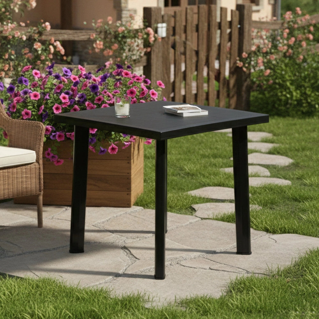 Tessner, Tavolo da Esterno 4 Posti Made in Italy, 80x75x72h cm Nero Antracite
