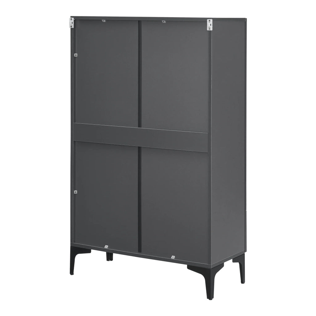 Mobiletto/scaffale con ante in vetro 115 x 70 x 31 cm grigio scuro 03_0008941