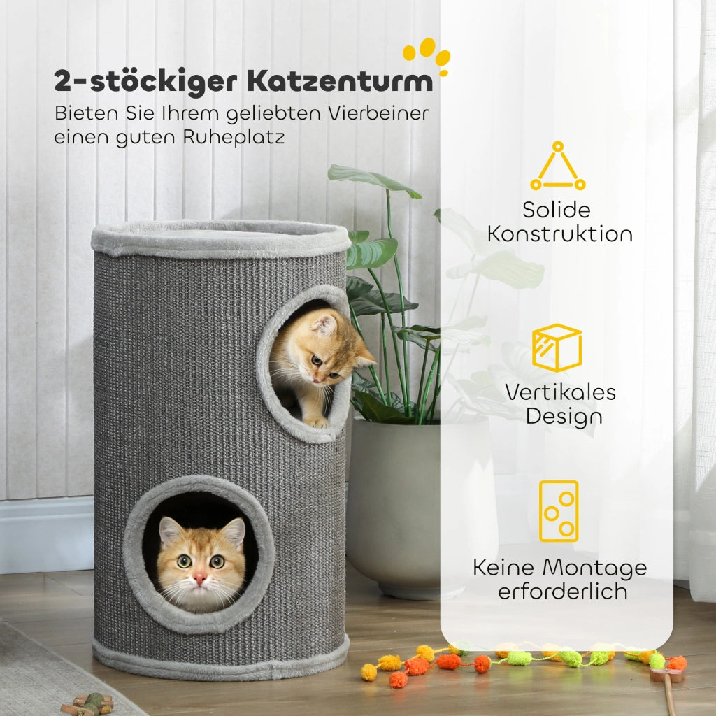 Tana per Gatti a Due Livelli ¨C Zephmum ¨C Grigio Chiaro 60x35 cm