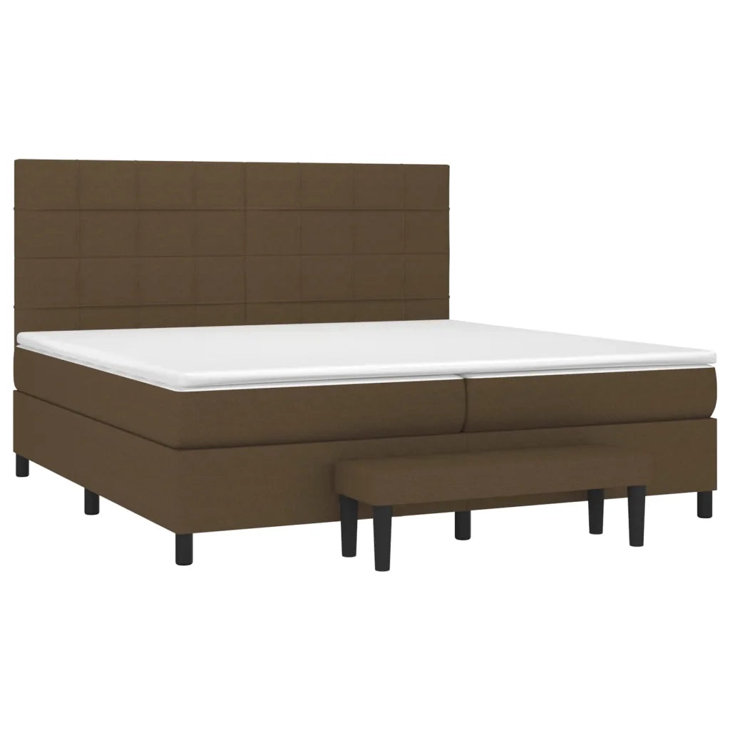 Giroletto a Molle con Materasso Marrone Scuro 200x200cm Tessuto 3136624