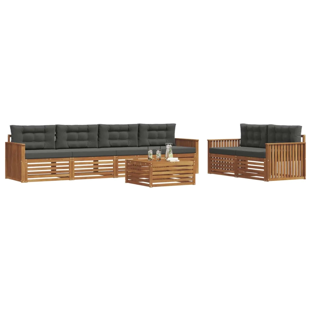 Set di divani da esterno con cuscino 7 pcs Naturale e Antracite 3373057