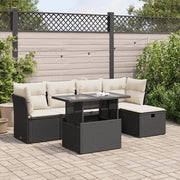 Set Divano da Giardino 6 pz con Cuscini Nero in Polyrattan 3327766