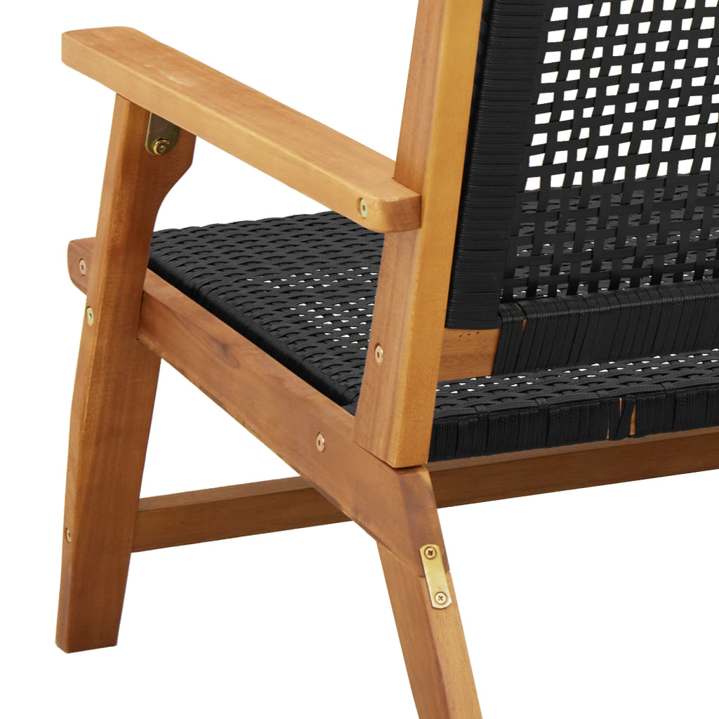 Panchina da giardino nera 122x76x73,5 cm in legno massello di acacia