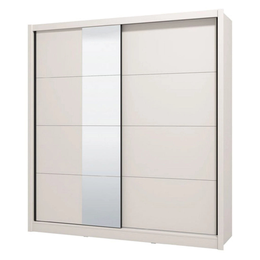 Armadio Camera da Letto Orero, Guardaroba Grande Appendiabiti, 205x215.5h cm Bianco Beige