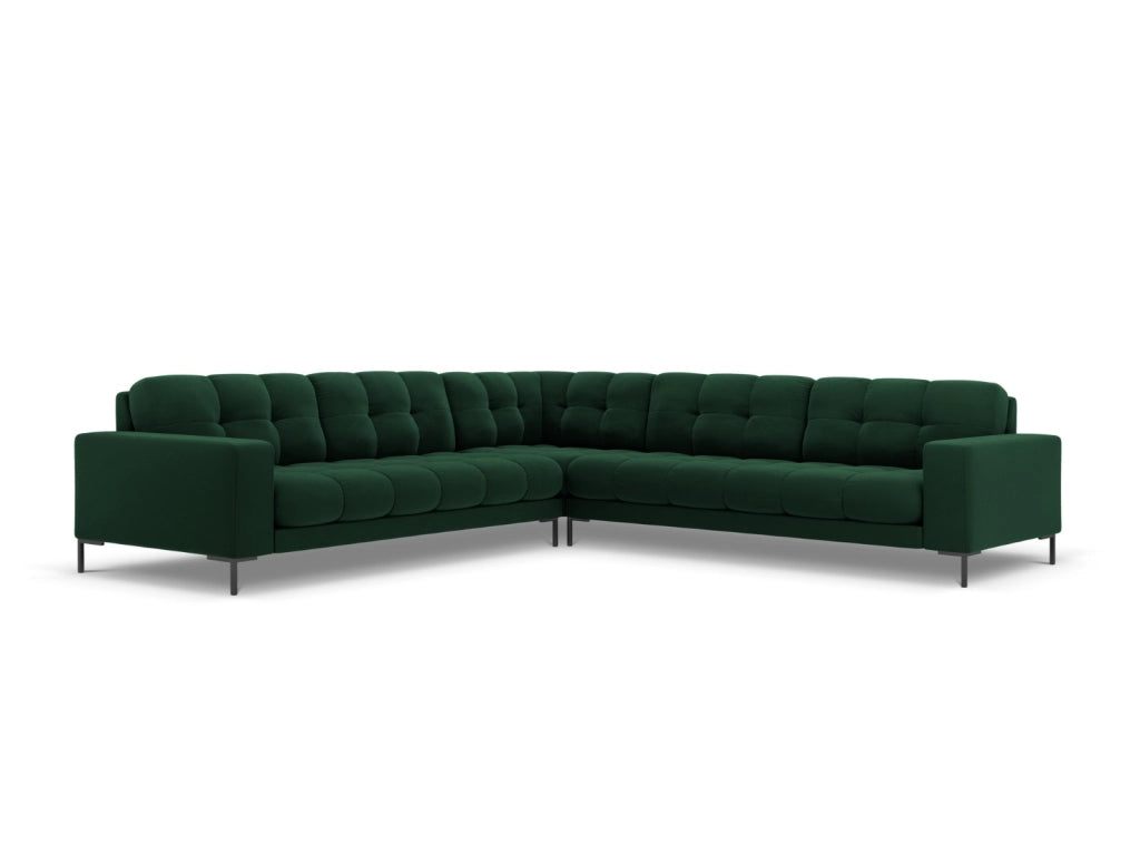 Cosmopolitan Design - Divano angolare reversibile "Bali" 6 posti in velluto verde bottiglia 