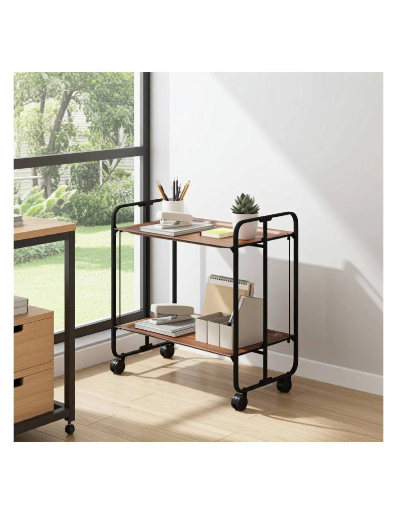 Carrello da cucina pieghevole nero con ruote BAUHAUS 2 ripiani