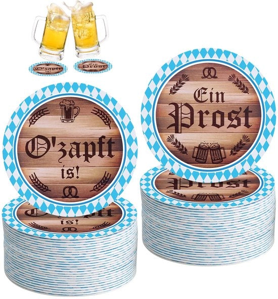 Decorazione Oktoberfest per Banchetti Cartone 48 Onderzetters Decorazione Bavarese Set di Festa Decorazione da Tavola