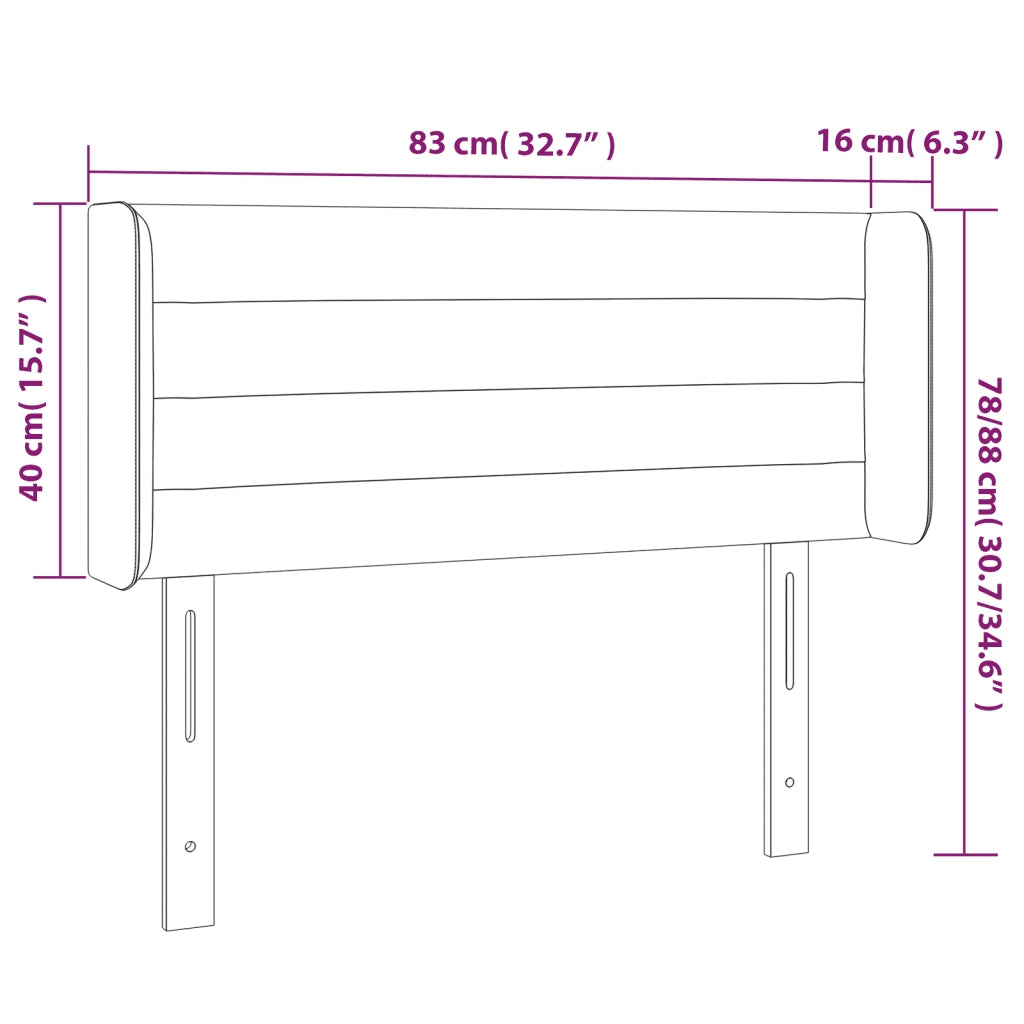 Testiera a LED-Testata con LED Rosa 83x16x78/88 cm in Velluto 545612