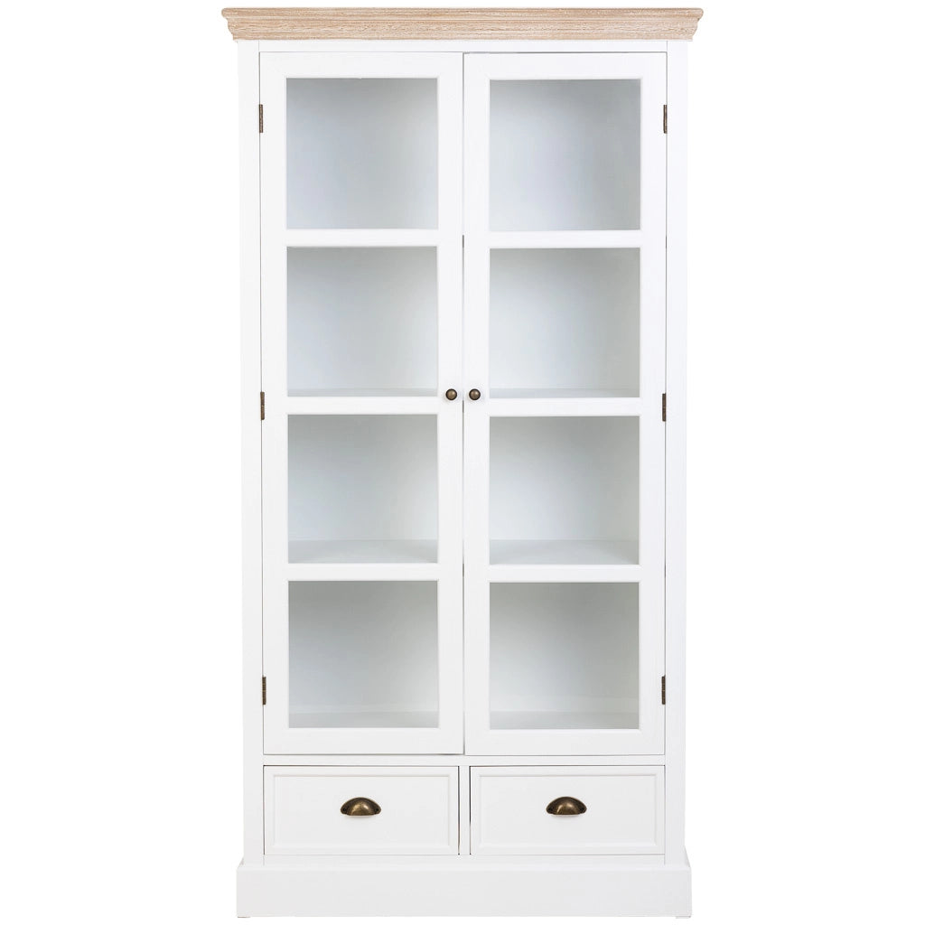 Vetrina in legno bianco con 2 ante e 2 cassetti 94x41x180,5h cm