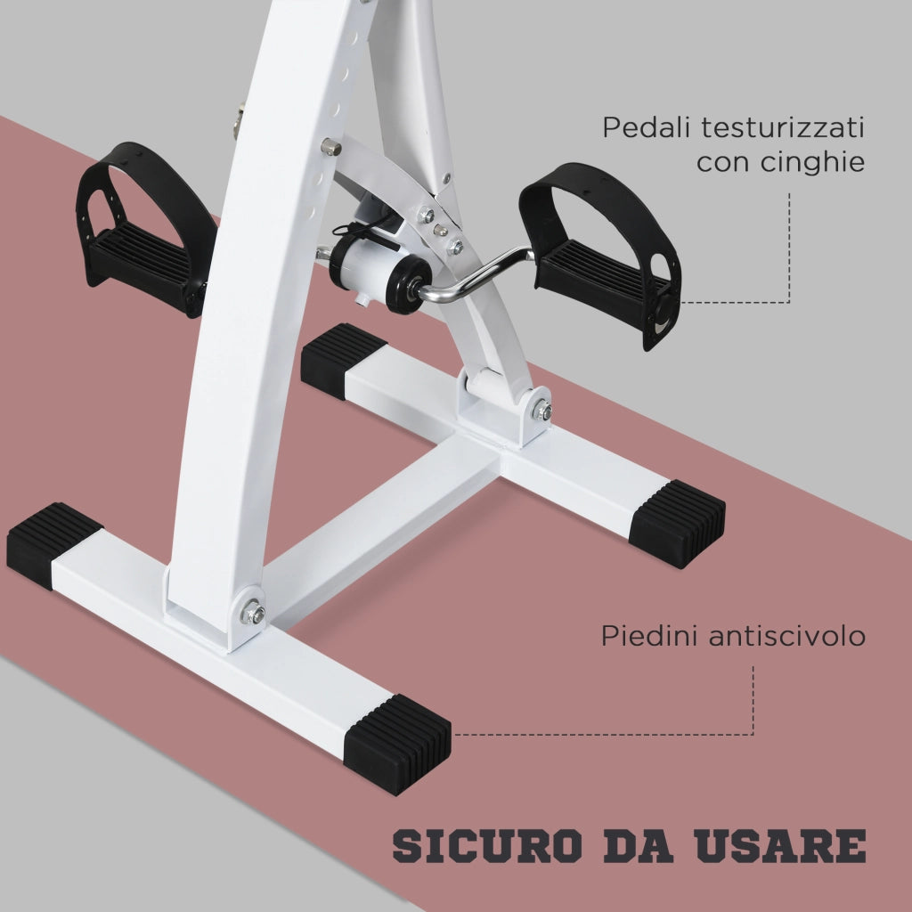 Pedaliera Braccia e Gambe con Display LED, Altezza e Resistenza Regolabile, per Casa, Bianco, 40x42.5x100cm