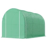 Serra a Tunnel da Giardino 6 m² 3 x 2 m con 1 Porta e 2 Pareti Laterali Zippate Arrotolabili, 6 Finestre, Verde