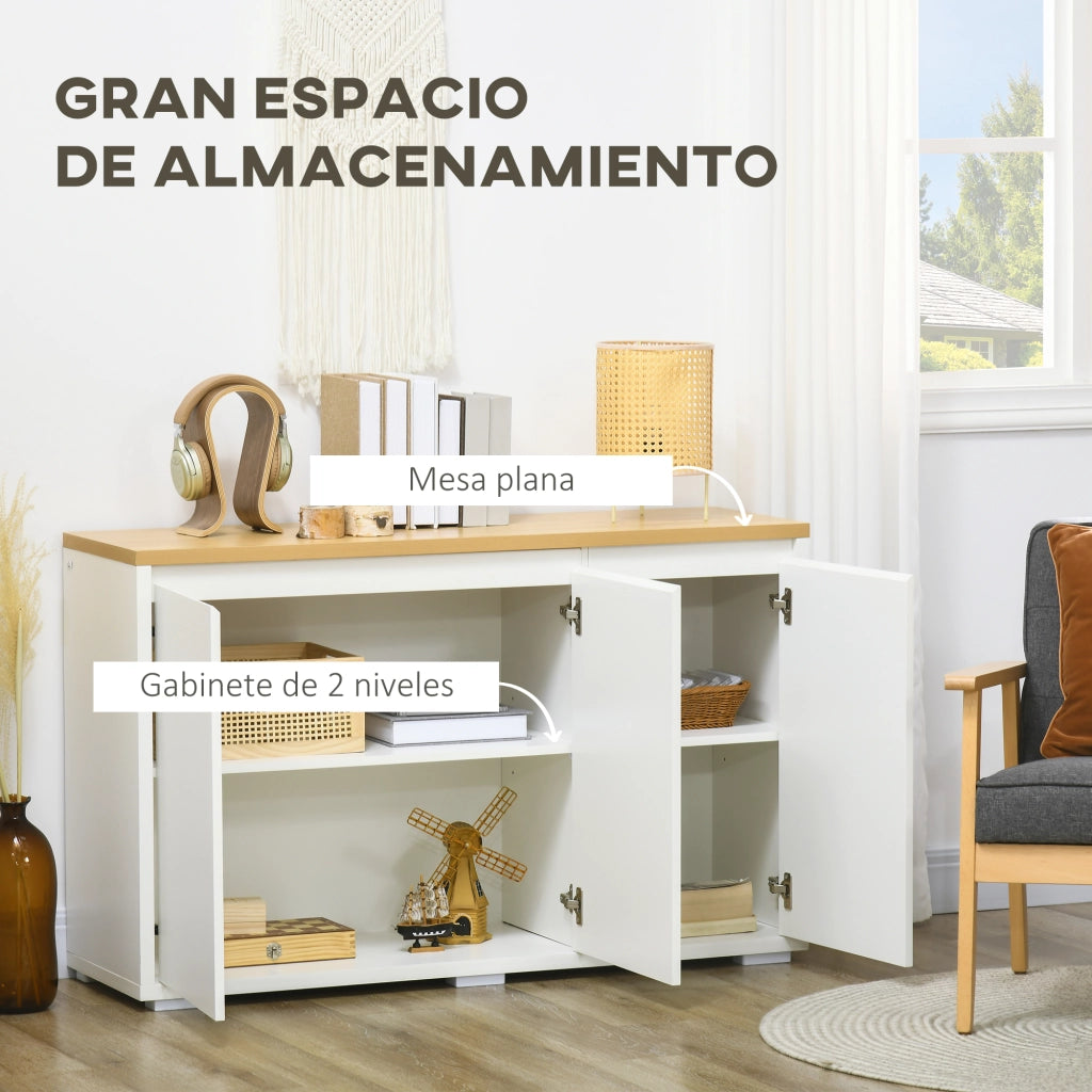 Credenza Bianca per Ingresso con 3 Ante e Ripiani Regolabili ¨C zephmum ¨C 120x37x75 cm