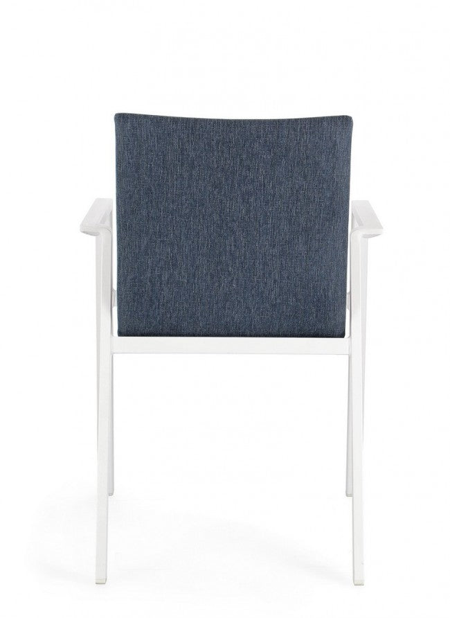 Set 4 Sedie da Giardino 55,5x60x83h cm con Braccioli Odeon Bianco Denim