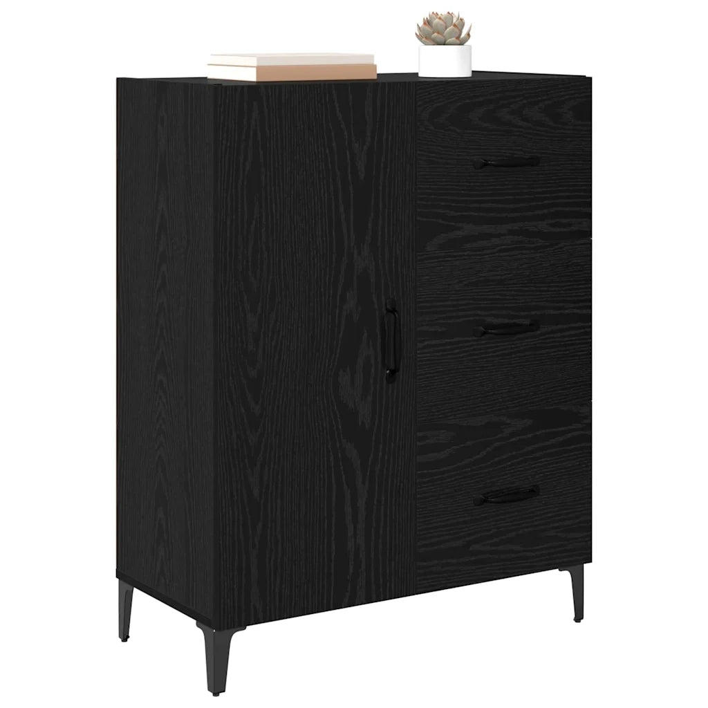 Credenza-Buffet-Armadio da cucina Rovere Nero 69,5 x 34 x 90 cm Legno multistrato 938356
