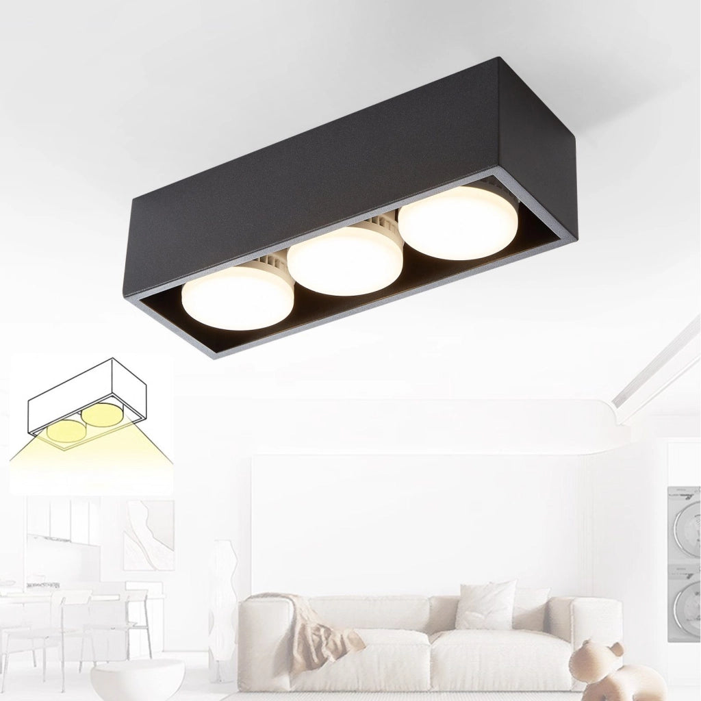 ZMH Faretto da soffitto LED quadrati 3 fiamme rotanti