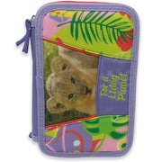 Trade Shop - Astuccio Wwf Porta Pastelli Penne 3 Zip Completo Cancelleria Collezione Scuola -