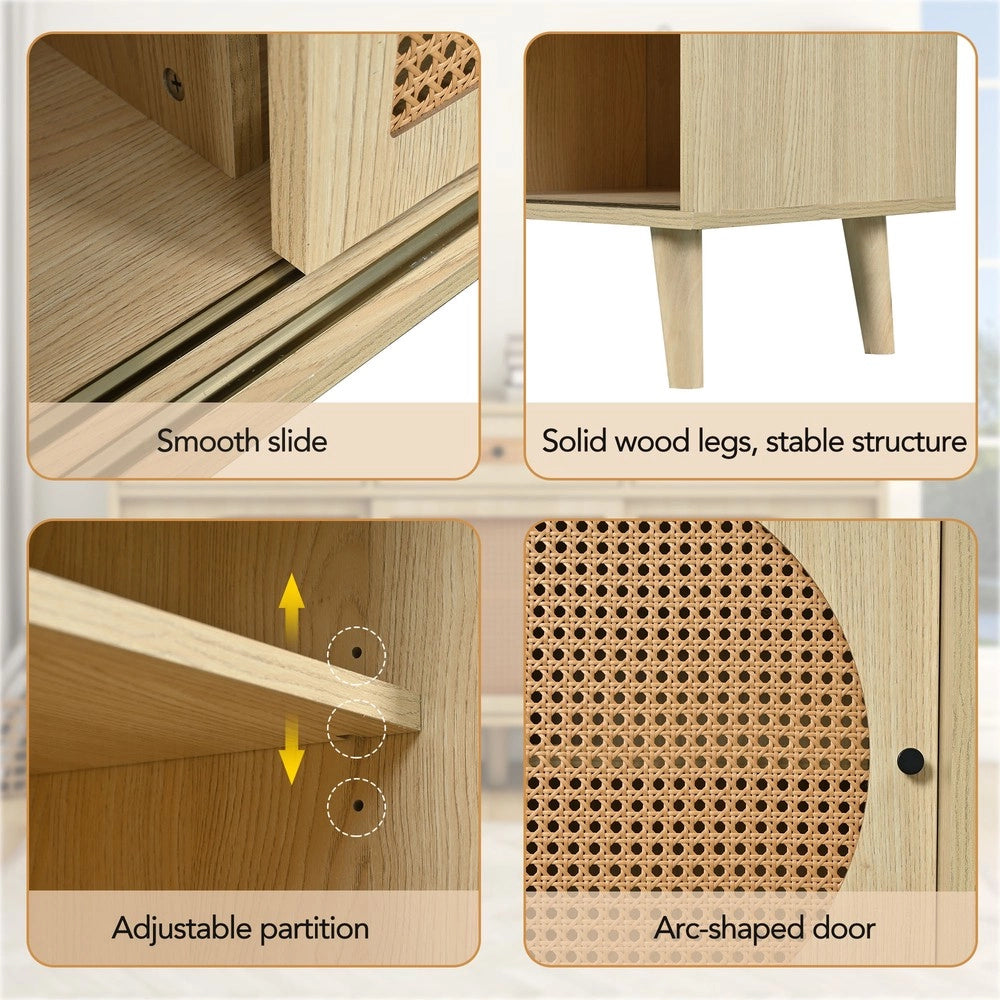 Credenza legno con ante scorrevoli, cassetti e ripiani ¨C MINIMAL ¨C 140 cm