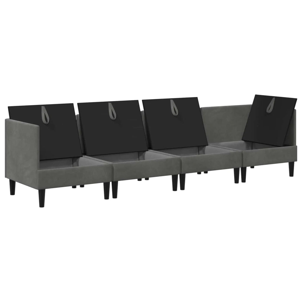 Set di mobili per il soggiorno 4 pcs Grigio Scuro Velluto