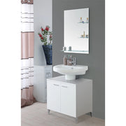Mobile Sotto Lavabo Copricolonna da Bagno Bianco Lucido Feridras