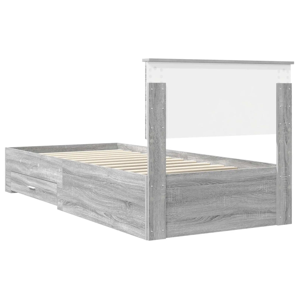 Struttura del letto Grigio Sonoma 90 x 200 cm Legno multistrato