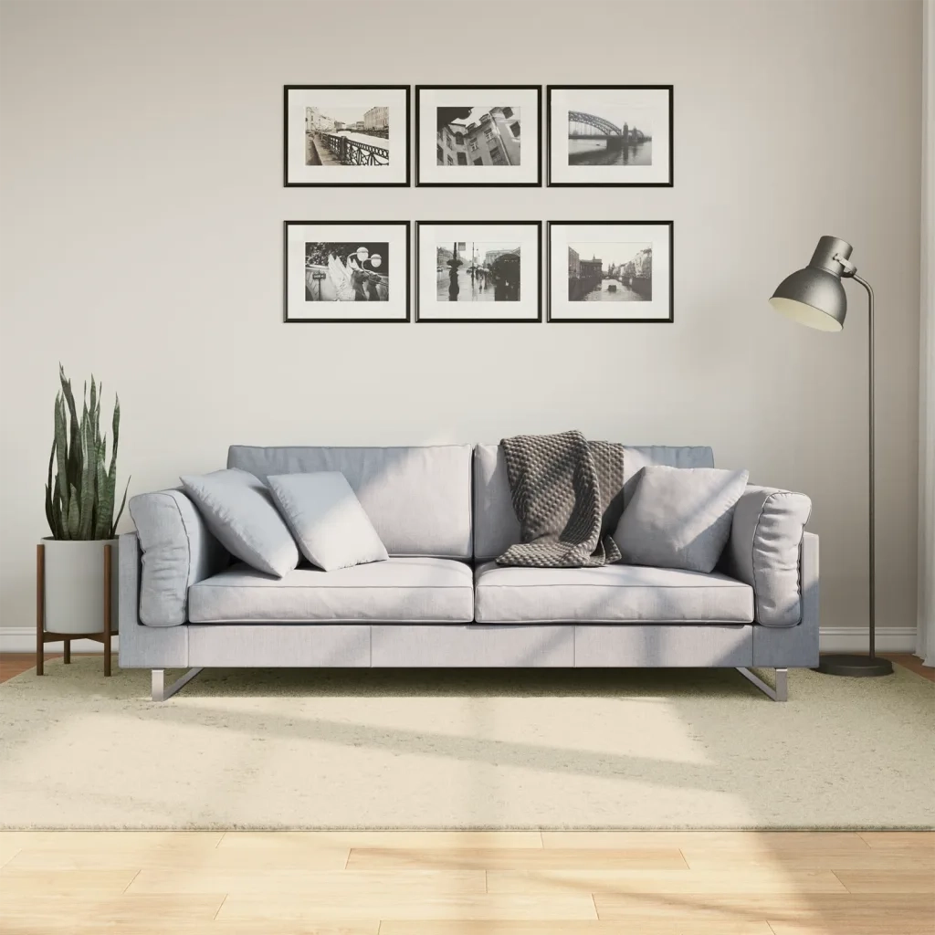 Tappeto a Pelo Corto HUARTE Morbido e Lavabile Crema 160x230 cm 375041