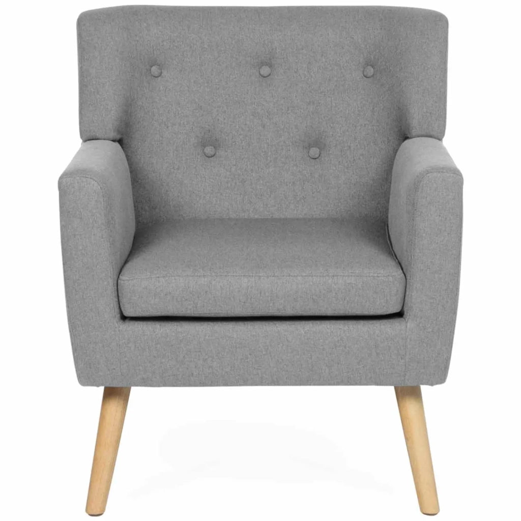 IDMarket - Poltrona scandinava in tessuto grigio chiazzato LIV