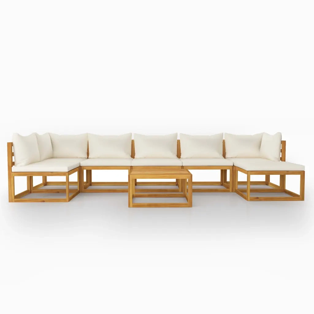 Set Divani da Giardino 8 pz con Cuscini Crema Massello Acacia cod mxl 43061
