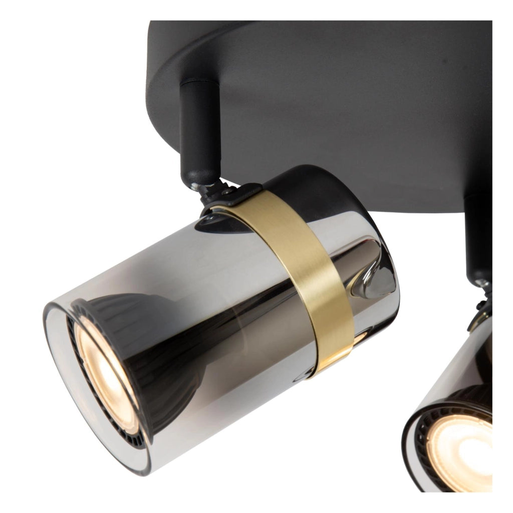 Plafoniera faretto 3xGU10 nero oro vetro fumé UPTON Lucide