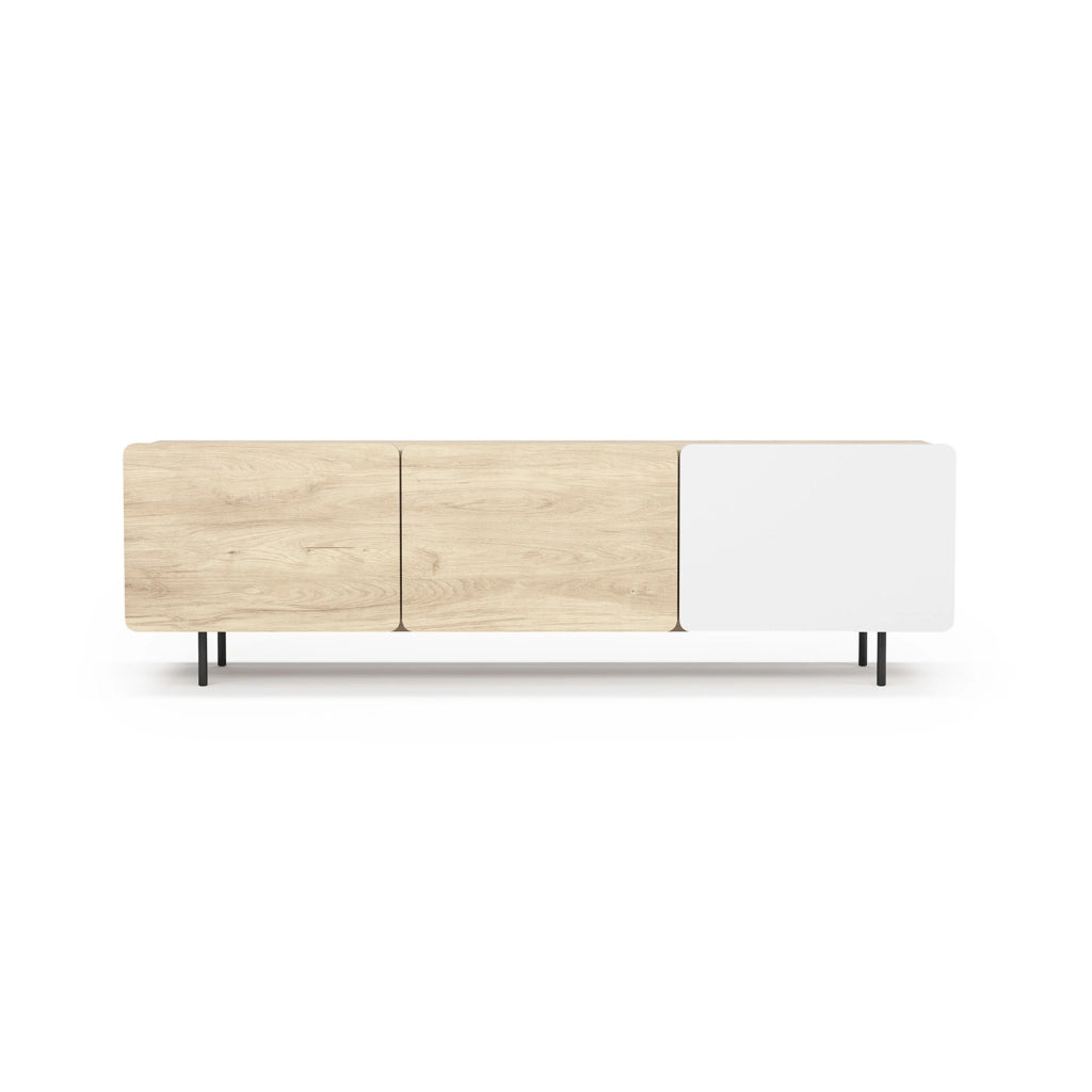 Mobile TV 3 ante Herdasa effetto rovere e bianco gambe grafite 54x180x44