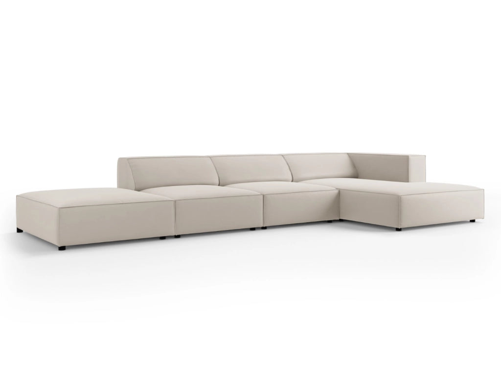 Cosmopolitan Design - Divano angolare destro "Arendal" 5 posti in velluto ecru 