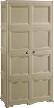 ARMADIO 2 ANTE TAUPE 79X43X164 CM CON 8 SCOMPARTI – MOBILE ALTO ORGANIZZAZIONE CASA PER INGRESSO, LAVANDERIA E ZONA GIORNO