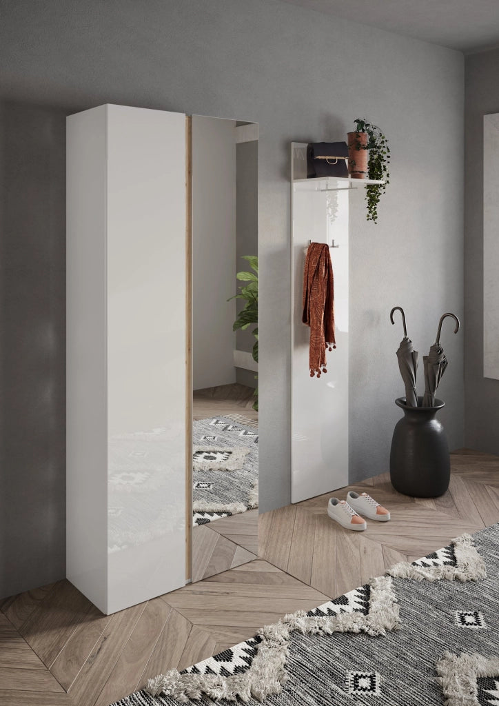Gradoli, Armadio Multiuso 2 Ante 8 Ripiani, 70x185h cm Bianco Lucido
