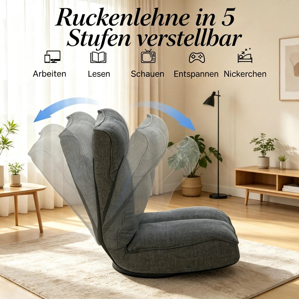 POLTRONA Girevole e Reclinabile 58x107x79 cm Lino Grigio