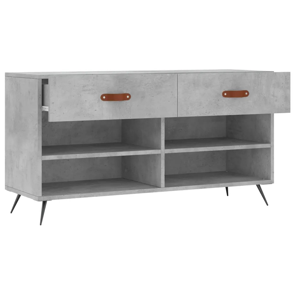 Panca Porta Scarpe | Scarpiera | Mobile per scarpe Grigio Cemento 102x35x55cm Legno Multistrato