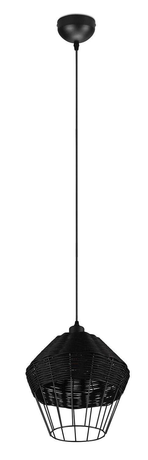 Lampada a Sospensione da Interno Attacco E27 in Tessuto Nero