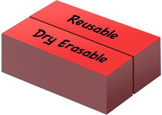 Etichette Magnetiche Bianche Descrivibili | 50 Pezzi | Bianco | Riusabili | Per Ufficio, Fai Da Te, Whiteboard, Colore Rosso | 2,5 cm x 7,6 cm | DML1030RD