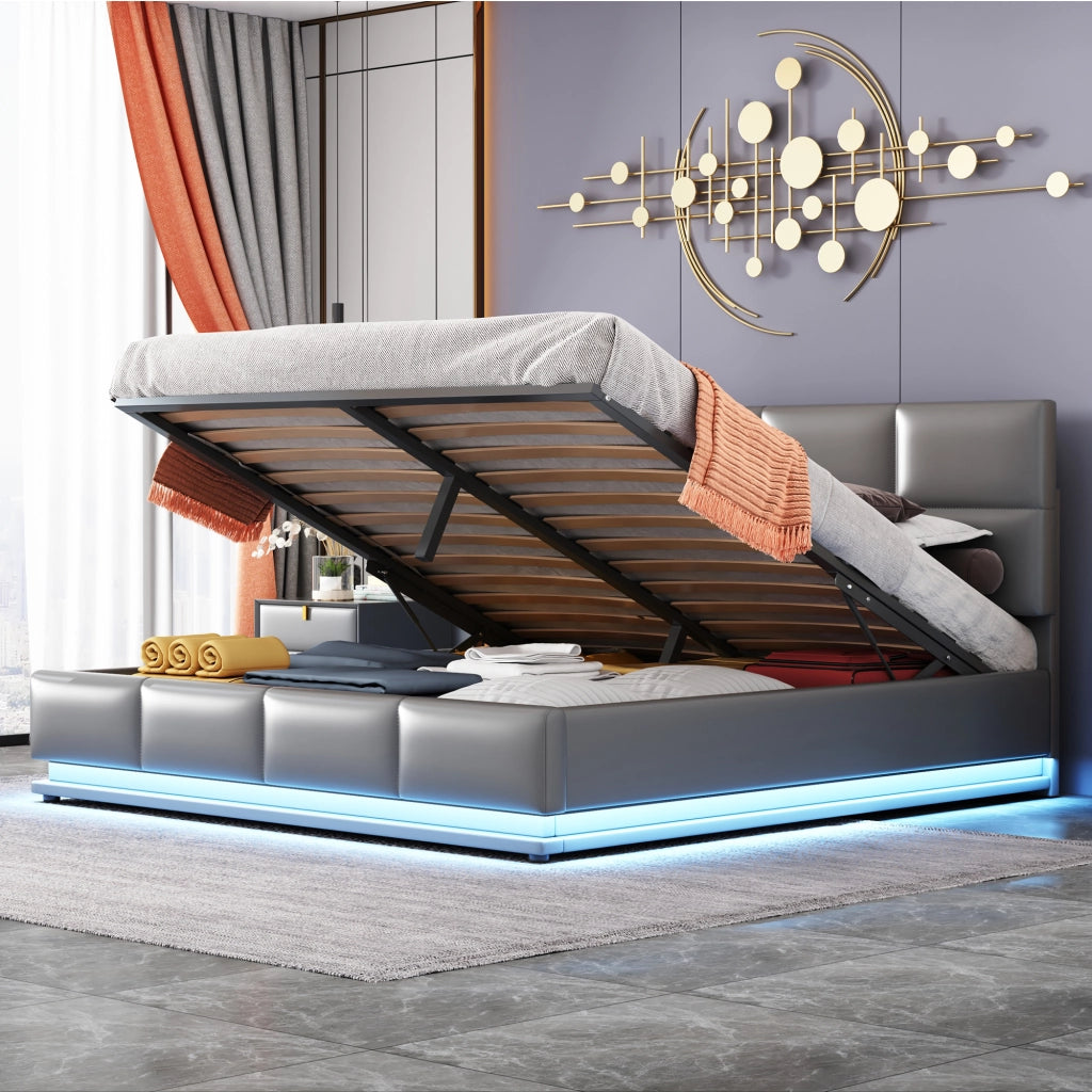 letto imbottito ecopelle grigio 160 x 200 cm