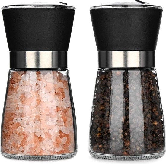Set di macinatore di pepe e sale in ceramica - ideale per cucina, casa, barbecue, feste - macinatore di spezie con 2 molini di sale