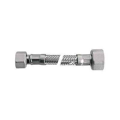 FLESSIBILE INOX MOD. LUX NORMALE CM. 10 CON TEFLON E GUARNIZIONE- MF 1/2 X 1/2- DH- pezzi 1