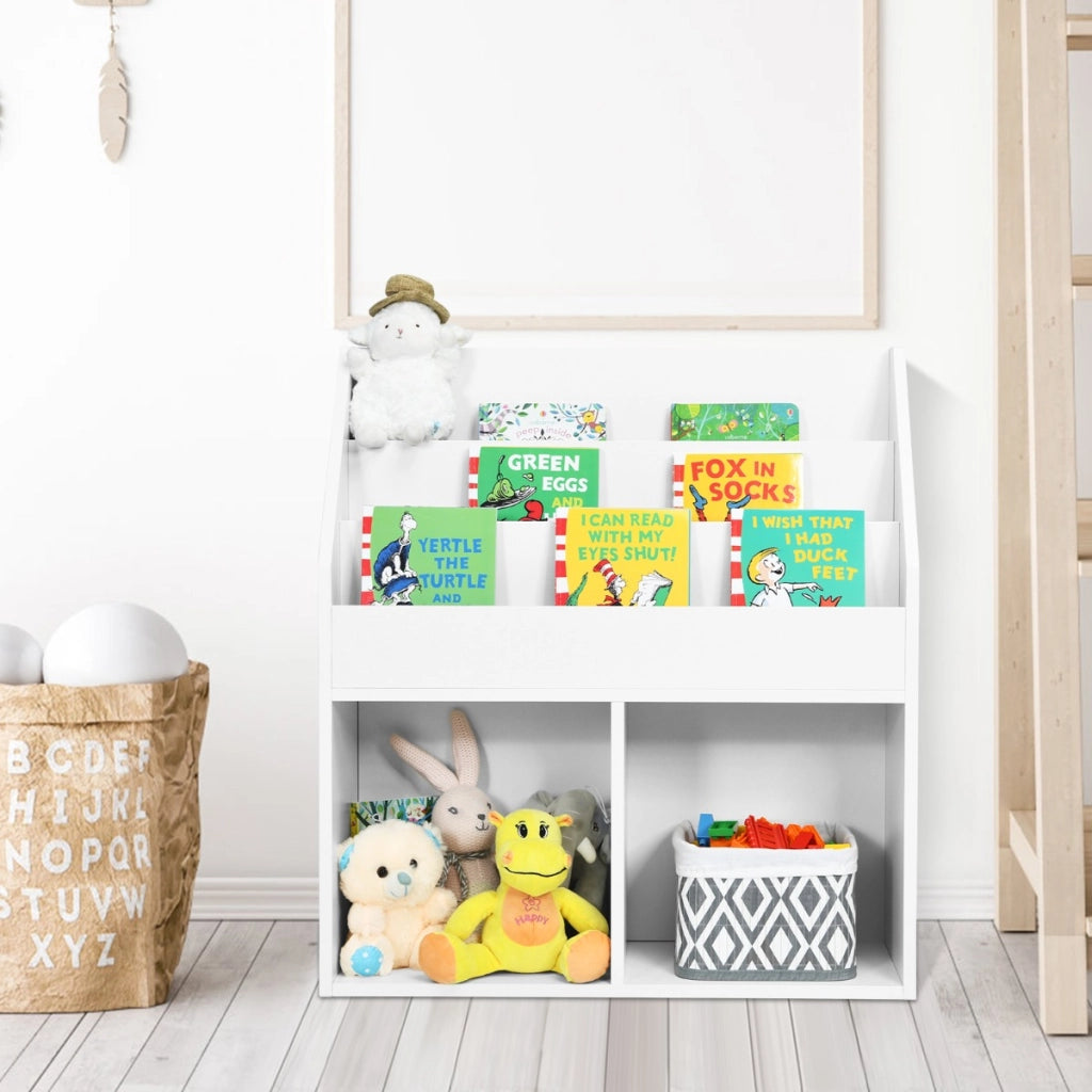 Scaffale aperti in legno per bambini-Mobile contenitore per giocattoli per scuola casa asilo Bianco
