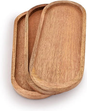 Set di tre piatti di legno ovale per servizio, ideale per contenitore alimentare/barbecue, servizio di formaggio, sushi, snack di viaggio e altro, dimensioni: 30,48 cm x 12,7 cm x 1,90 cm.