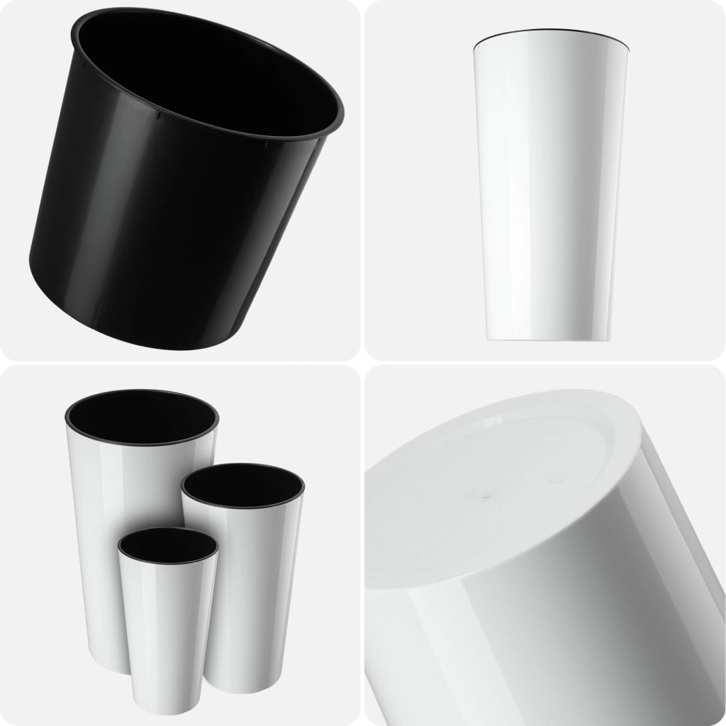 Vaso da fiori KADAX 47 cm con coperchio e inserto, in plastica bianca.