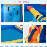 Gioco Gonfiabile per Bambini 3-8 Anni a tema Spazio con Borsa, 11 Paletti e Toppe Inclusi, 340x270x227 cm