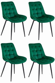 Sedia VALORA BERA in velluto verde scuro con gambe nere x 4