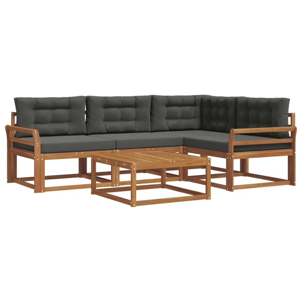 Set di divani da esterno con cuscino 5 pcs Naturale e Antracite
