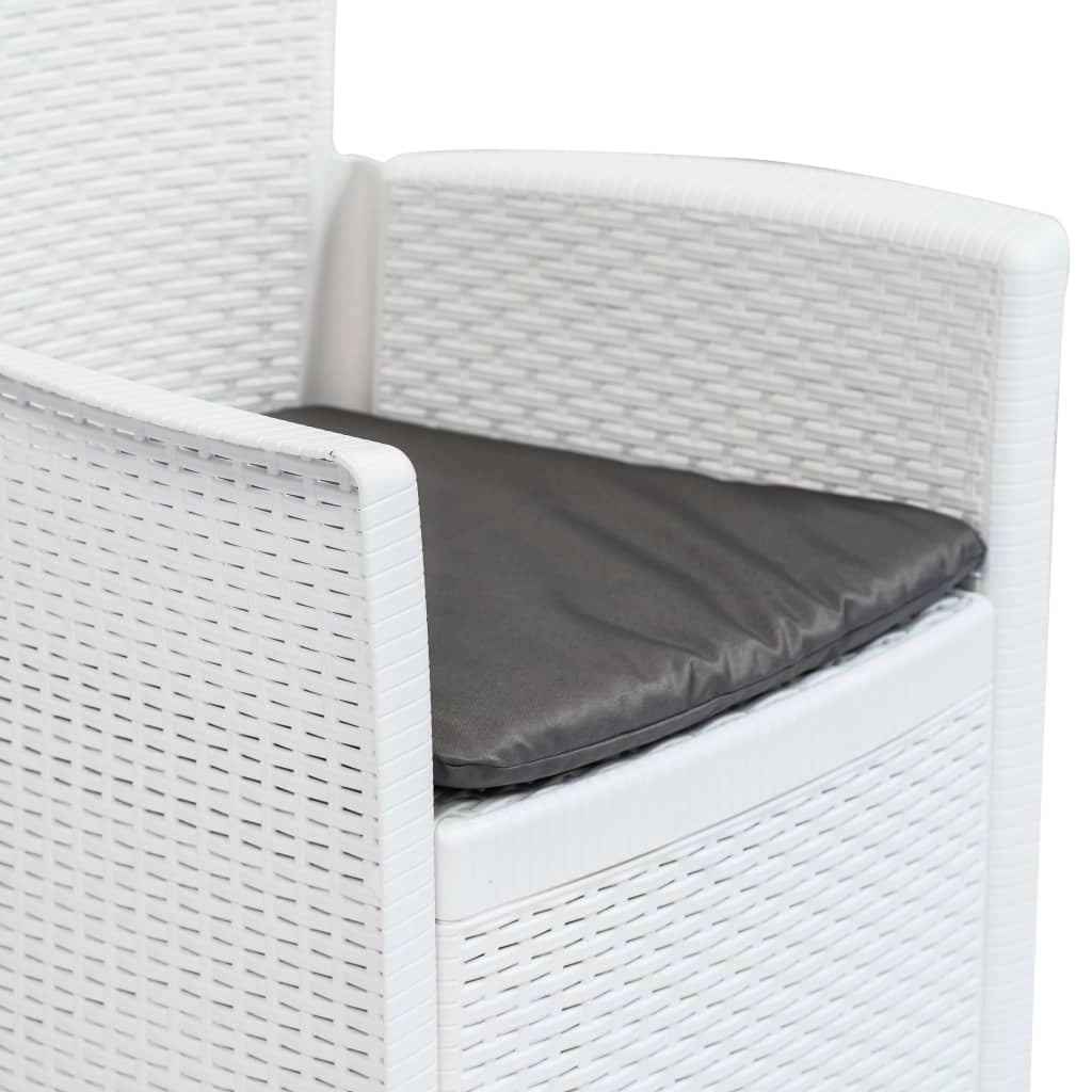 Set da pranzo da esterno 7 pezzi in plastica bianca effetto rattan 02_0014511