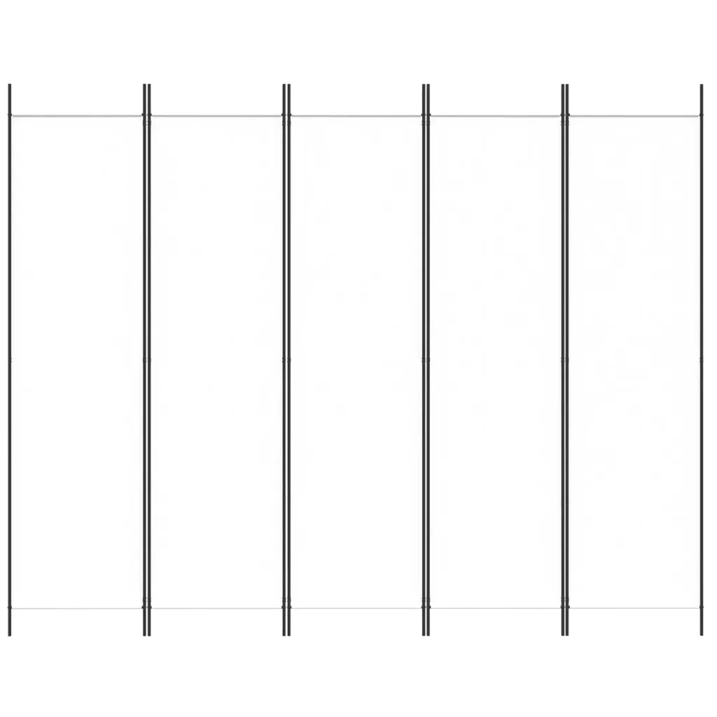 Divisorio a 5 Pannelli Bianco 250x200 cm Tessuto 350186